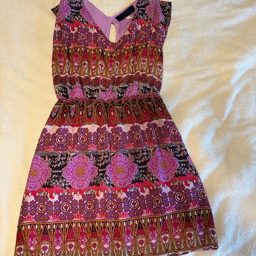 Francesca's Collections Pink and Gold Mini Dress